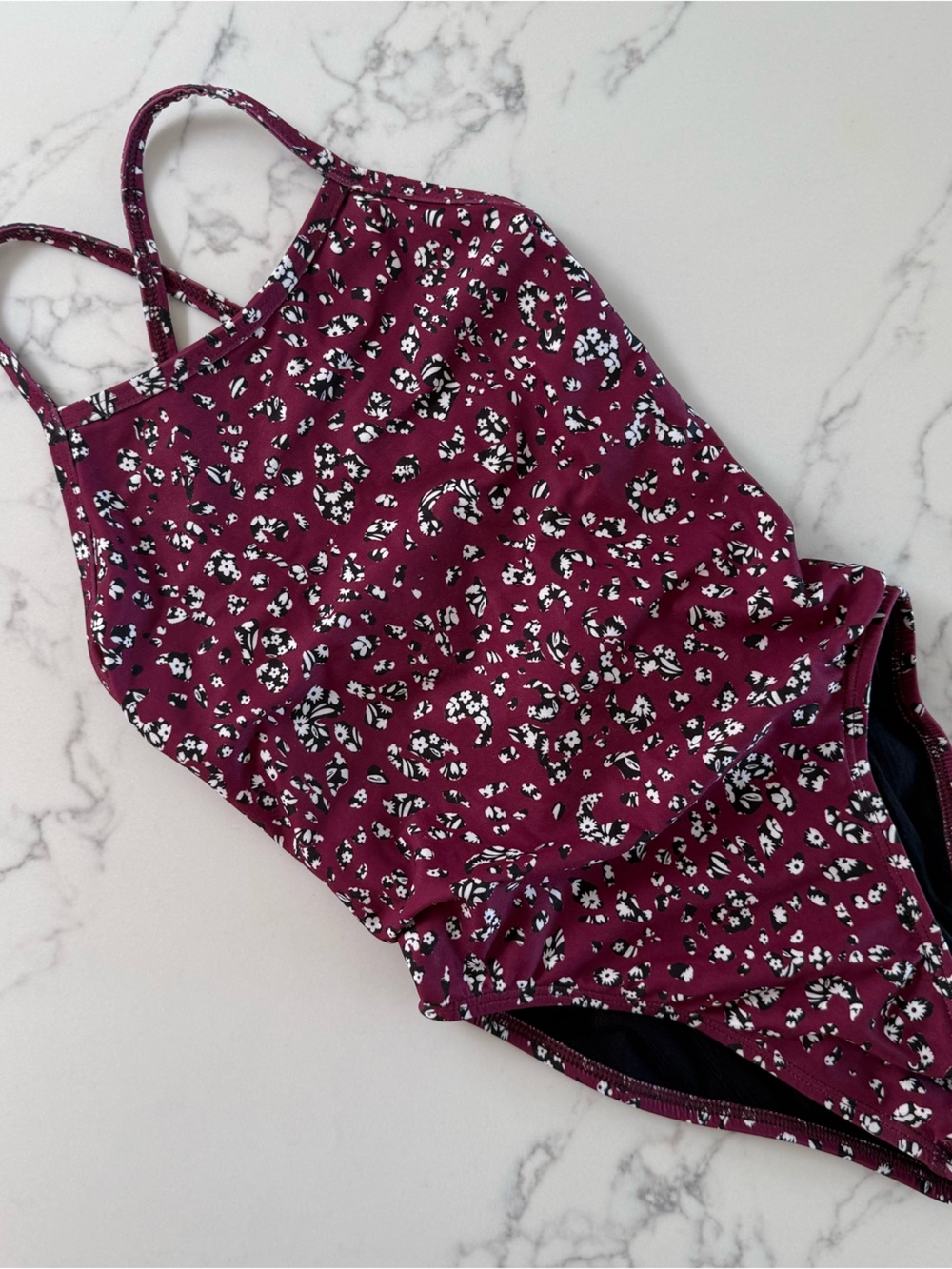 Jolyn Clothing Dayno Tie-Back One Piece Swimsuit - Burgundy Floral - Size
